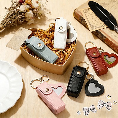 14Pcs 7 Colors PVC Leather Lipstick Keychain Holder KEYC-GO0001-23-1