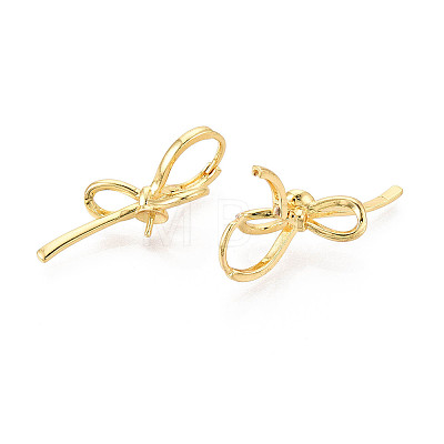 Brass Huggie Hoop Earring Findings for Half Drilled Beads KK-T071-15G-1