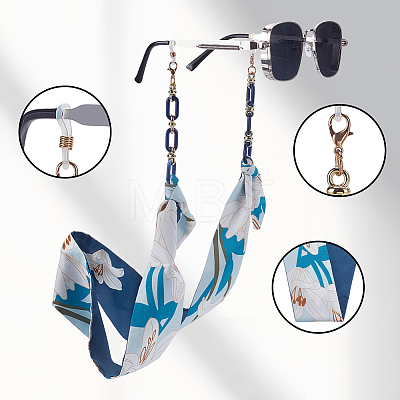 2Pcs 2 Colors Polyester & Acrylic Eyeglasses Chains AJEW-SP0006-02A-1