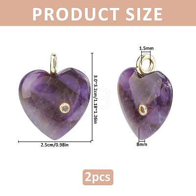 2Pcs Natural Amethyst Pendants G-FH0002-76A-1