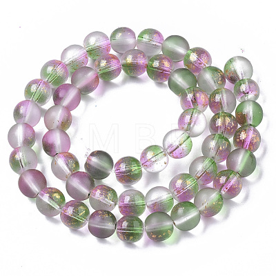 Frosted Spray Painted Glass Beads Strands X-GLAA-N035-03C-C01-1