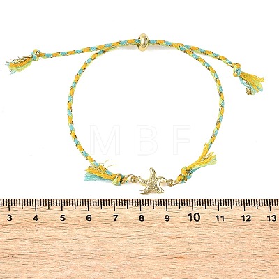 Ocean 304 Stainless Steel Link Adjustable Braided Polycotton Metallic Cord Slider Bracelets BJEW-JB14245-03-1