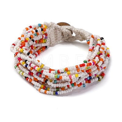 Bohemia Style Glass Beaded Multi-strand Bracelets for Women BJEW-G720-01A-1