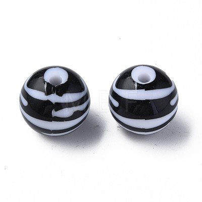 Opaque Striped Acrylic Beads MACR-S373-27B-10-1