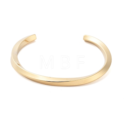 Ion Plating(IP) 304 Stainless Steel Twisted Open Cuff Bangles for Women BJEW-B097-01G-1