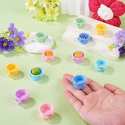 12Pcs 6 Colors Resin Basket Mini Model AJEW-TA0005-85-1