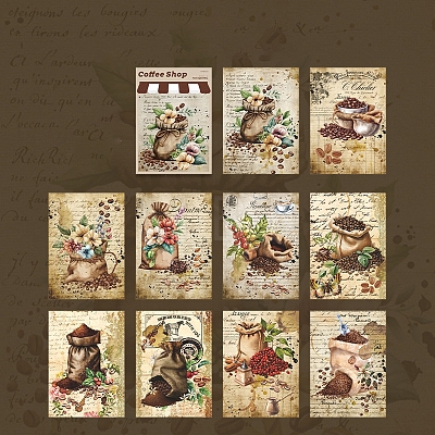 30 Sheets 10 Styles Coffee Shop Theme Scrapbook Paper Pads PW-WG74636-05-1