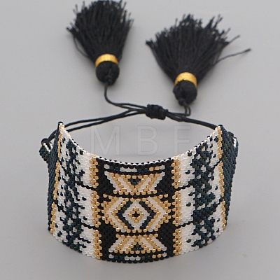 Friendship Rhombus Loom Pattern Miyuki Seed Beads Bracelets for Women BJEW-A121-46-1