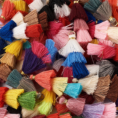 96Pcs 24 Colors Polycotton(Polyester Cotton) Tassel Pendant Decorations FIND-TA0001-27-1