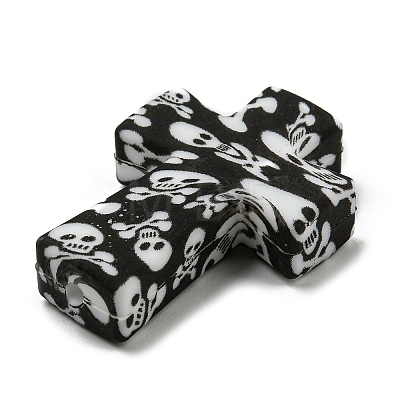 Cross with Skull Silicone Focal Beads SIL-G006-02H-1