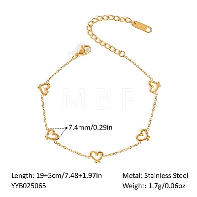 304 Stainless Steel Link Chain Bracelets for Women XX6576-12-1