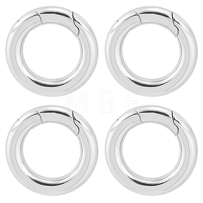 4Pcs Smooth 304 Stainless Steel Spring Gate Rings STAS-HY0002-15-1