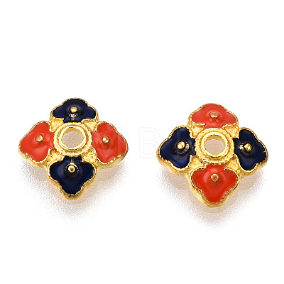 4-Petal Alloy Enamel Bead Caps X1-ENAM-TAC0023-08-1