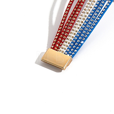 American Flag Style Red Blue White Imitation Leather Cord Bracelet PW-WG35B3F-01-1