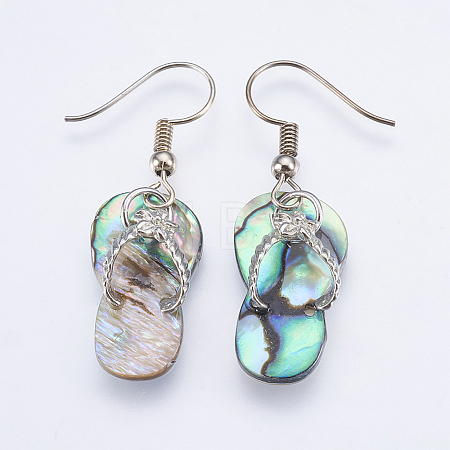 Natural Paua Shell/Abalone Shell Dangle Earrings EJEW-F147-G04-1