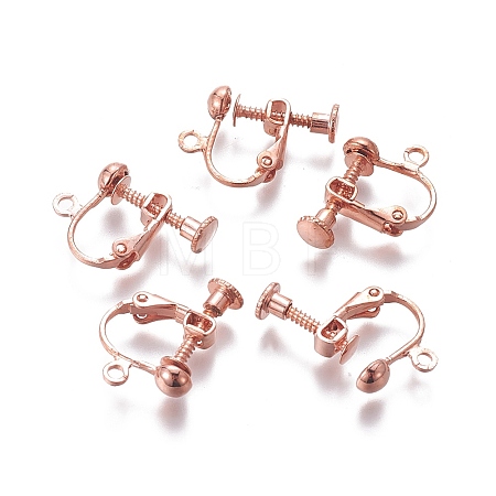 Rack Plated Brass Screw Clip-on Earring Findings KK-P169-04RG-1