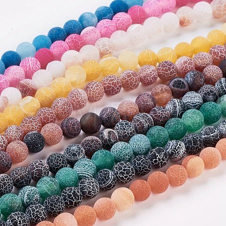 Natural Crackle Agate Beads Strands G-G055-8mm-M-1