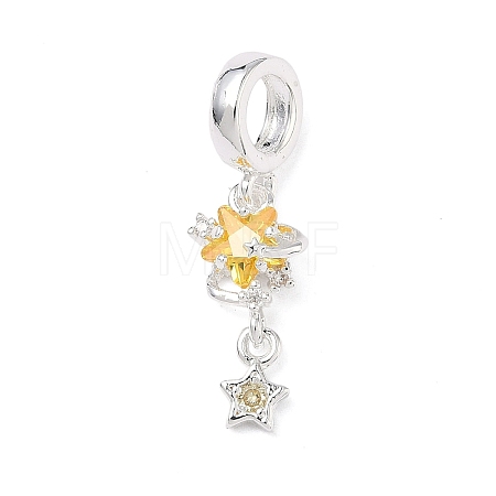 Brass Pave Gold Cubic Zirconia European Dangle Charms KK-K407-37S-01-1