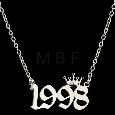 Crown Birth Year 201 Stainless Steel Pendant Necklaces for Women FS-WG4E8F2-59-1