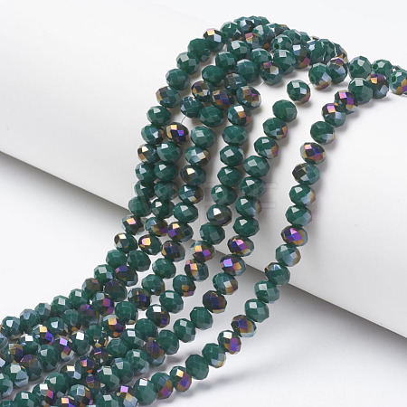 Electroplate Opaque Glass Beads Strands EGLA-A034-P8mm-F06-1