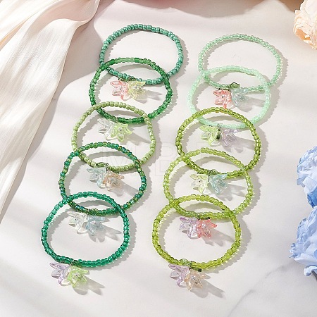 10Pcs Acrylic Charm Bracelets BJEW-JB13508-1
