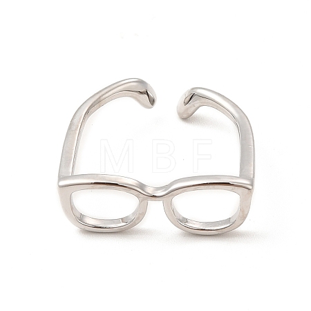 Brass Glasses Frame Open Cuff Ring for Women RJEW-F140-140P-1