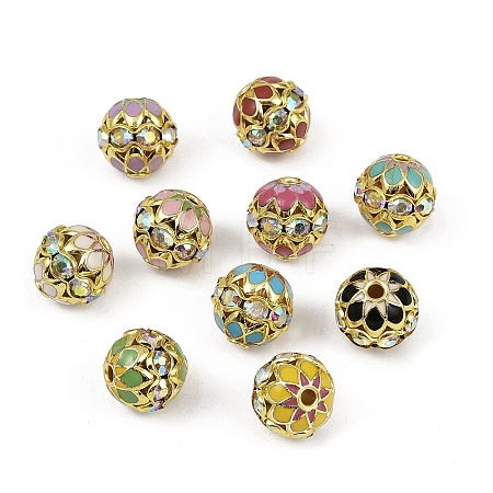 Brass Enamel Beads KK-L236-01B-G-1