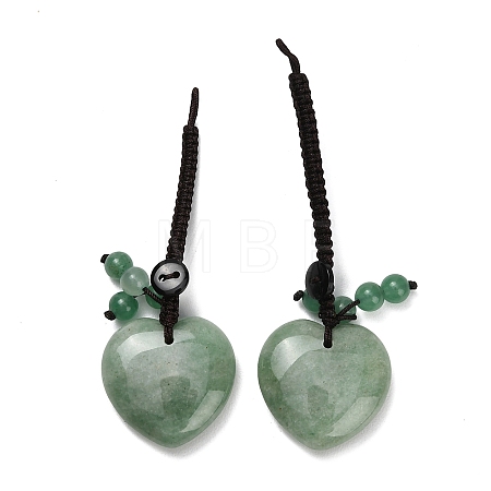 Heart Natural Green Aventurine Pendant Decorations G-K353-07F-1
