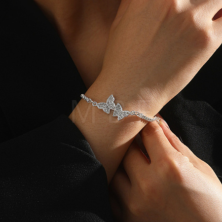 Butterfly Alloy Link Bracelets WG778B6-02-1