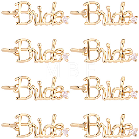 8Pcs Rack Plating Brass Micro Pave Clear Cubic Zirconia Pendants KK-BBC0029-15-1