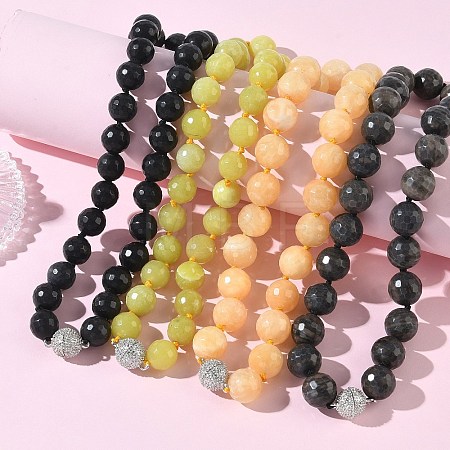 Faceted Round Natural Mixed Gemstone Beaded Necklaces G-H355-06P-1
