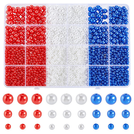 3000Pcs 9 Styles ABS Plastic Imitation Pearl Beads OACR-PH0004-81-1