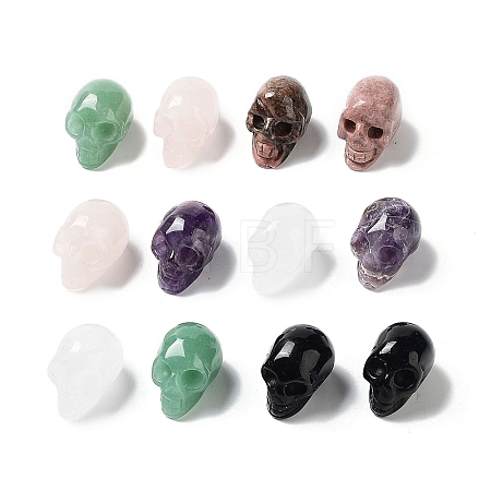 Natural Gemstone Carved Skull Statues Ornament G-P525-08-1