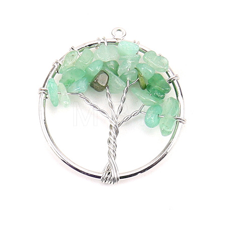 Natural Green Aventurine Tree fo Life Pendants WG82707-08-1
