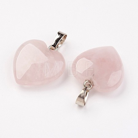 Natural Rose Quartz Pendants X-G-G956-B05-FF-1
