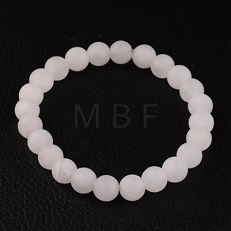 Natural Rose Quartz Beads Stretch Bracelets BJEW-JB02445-01-1