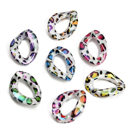 UV Plating Printed Opaque Acrylic Beads AC-CBAEEF4-23-1