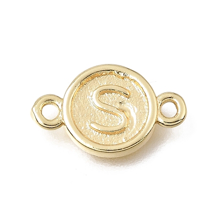 Brass Disc with Initial Links Connector Charms KK-E802-36G-S-1
