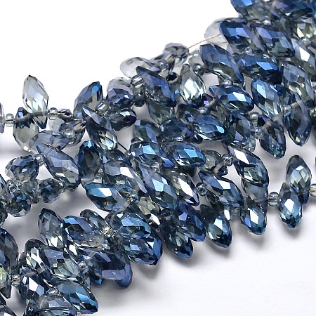Faceted Teardrop Full Rainbow Plated Electroplate Glass Beads Strands EGLA-J131-FR10-1