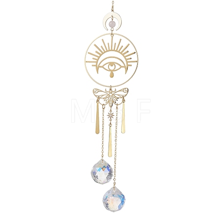 Brass Butterfly Eye Pendant Decoration HJEW-TA00225-1