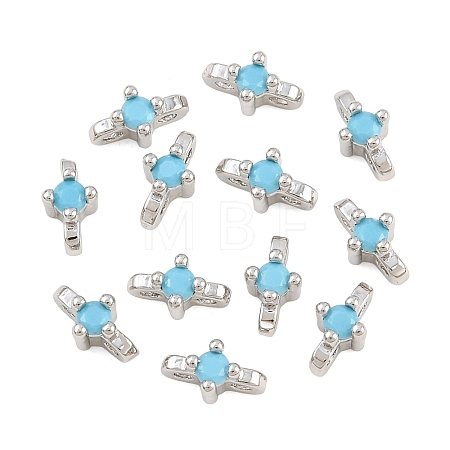 SHEGRACE Brass Micro Pave Cubic Zirconia Connector Charms XGRQ5K700-833P-B-1
