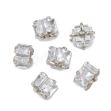 Brass Pave Clear Cubic Zirconia Beads CU-CBA6A75-07P-1