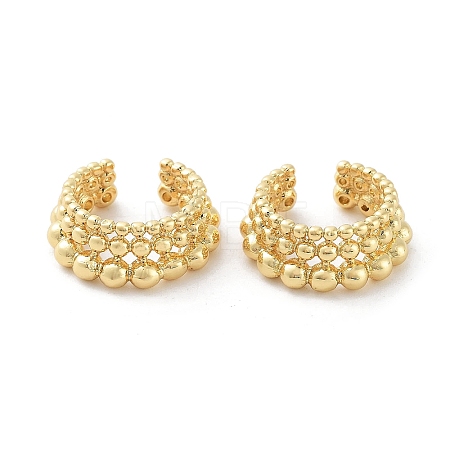 Round Ball Brass Cuff Earrings EJEW-D088-13G-1