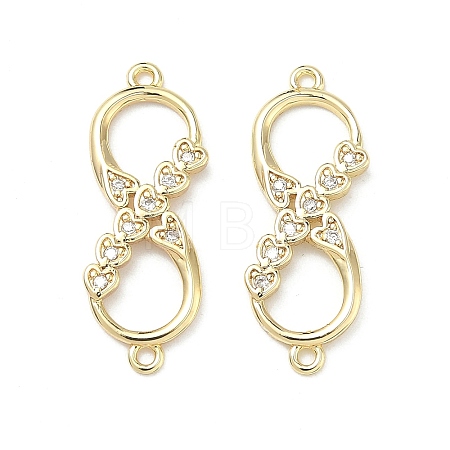 Brass Micro Pave Cubic Zirconia Heart Infinity Connector Charms KK-P350-12G-01-1