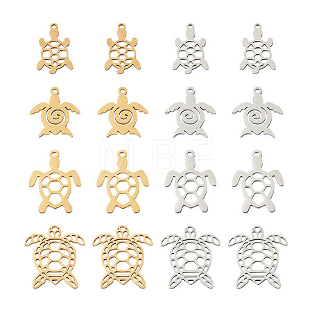 16Pcs 8 Style 201 Stainless Steel Filigree Joiners Links & Pendants STAS-PJ0001-37-1
