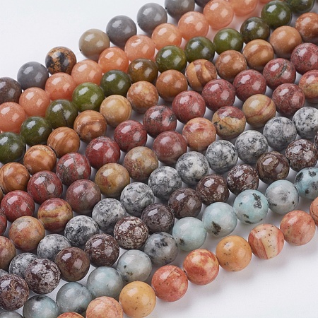 Natural Mixed Gemstone and Dyed Jade Beads Strands G-G151-10mm-M2-1