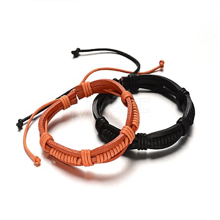 Adjustable Leather Cord Bracelets BJEW-M169-12-1