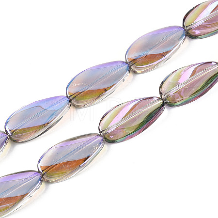 Electroplate Transparent Glass Beads Strands EGLA-N055-02F-1