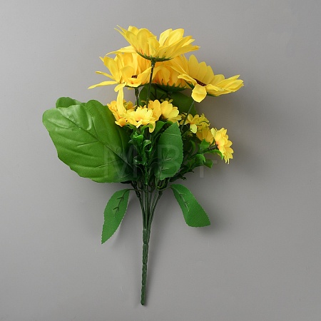 Silk & Iron Wire Artificial Sunflower Bouquets AJEW-WH0709-216-1