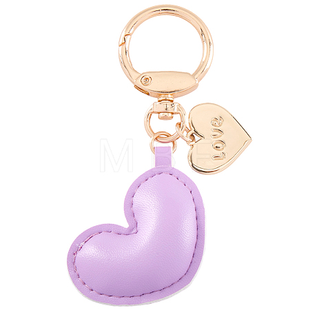 1Pc Imitation Leather Heart Keychain KEYC-CL0001-14B-1